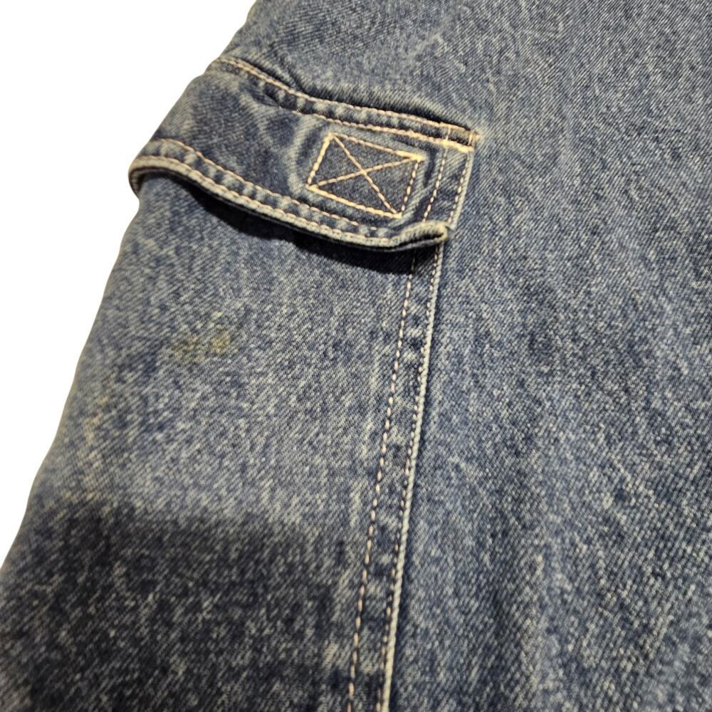 VTG 90s Overall Dress Denim Jean Cargo Blue Sleeveless Grunge Teacher Sz L - Picture 7 of 10